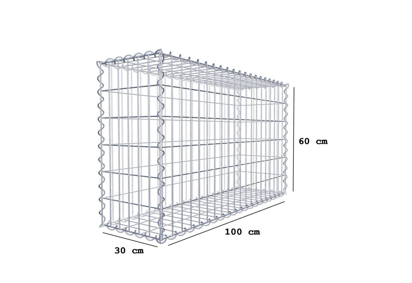 Thumbnail - Gabiona Gabionenzaun Gabione 100 cm x 60 cm x 30 cm (L x H x T), Maschenweite 5 cm x 10, (Gabione 100 cm x 60 cm x 30 cm...