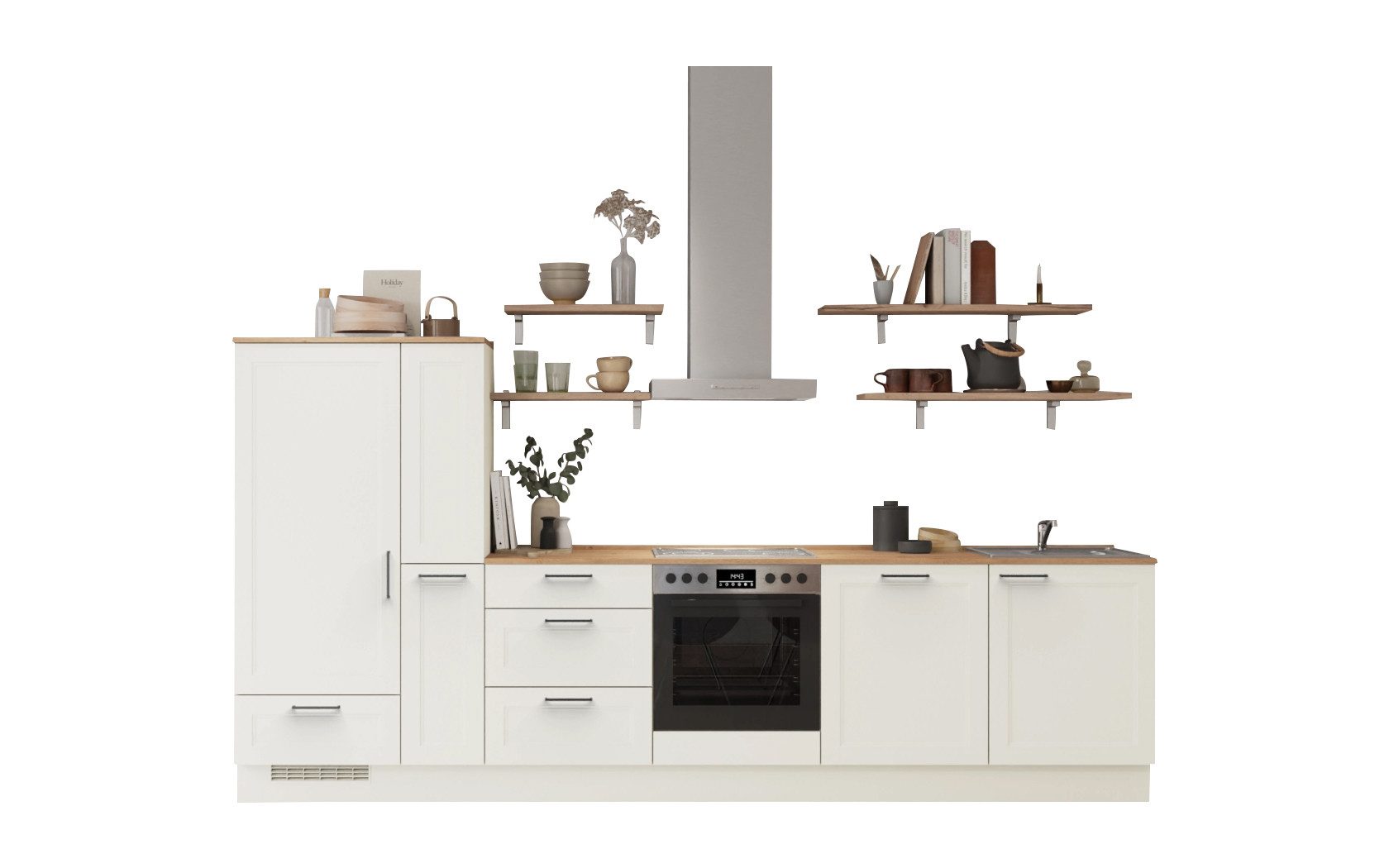 nobilia® Küchenzeile Servett, individuell anpassbar, gratis Küchenplanung mit Profis, (Breite 330 cm), vormontiert, wahlw. mit E-Geräten, inkl. Lieferung