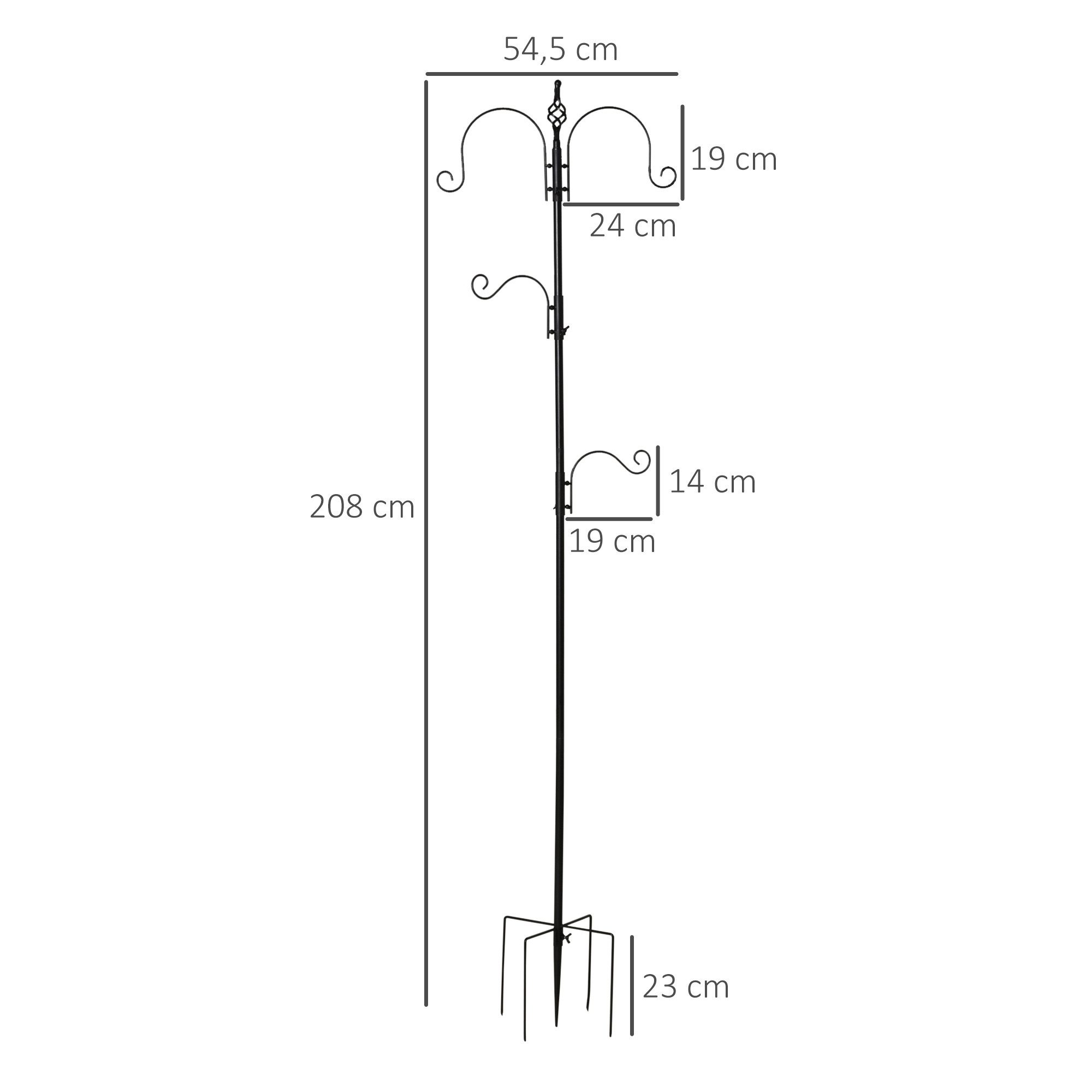 PawHut Vogeltränke Vogel Futterstation, 208 cm Höhe, inkl. 4 Haken 1.024 l, Vollständiges Futtersäulen, Stahl, Schwarz