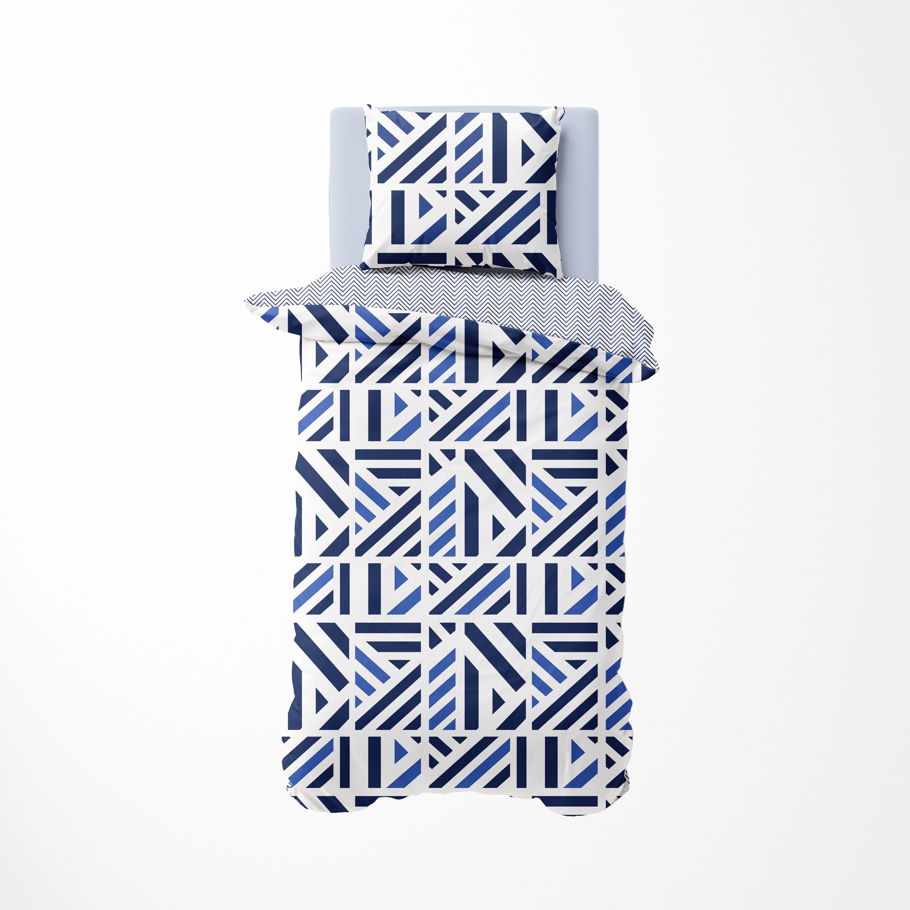 NAUTICA HOME Bettwäsche Nautica, Renforcé, 2 teilig, geometrisches Muster, blau, weiß