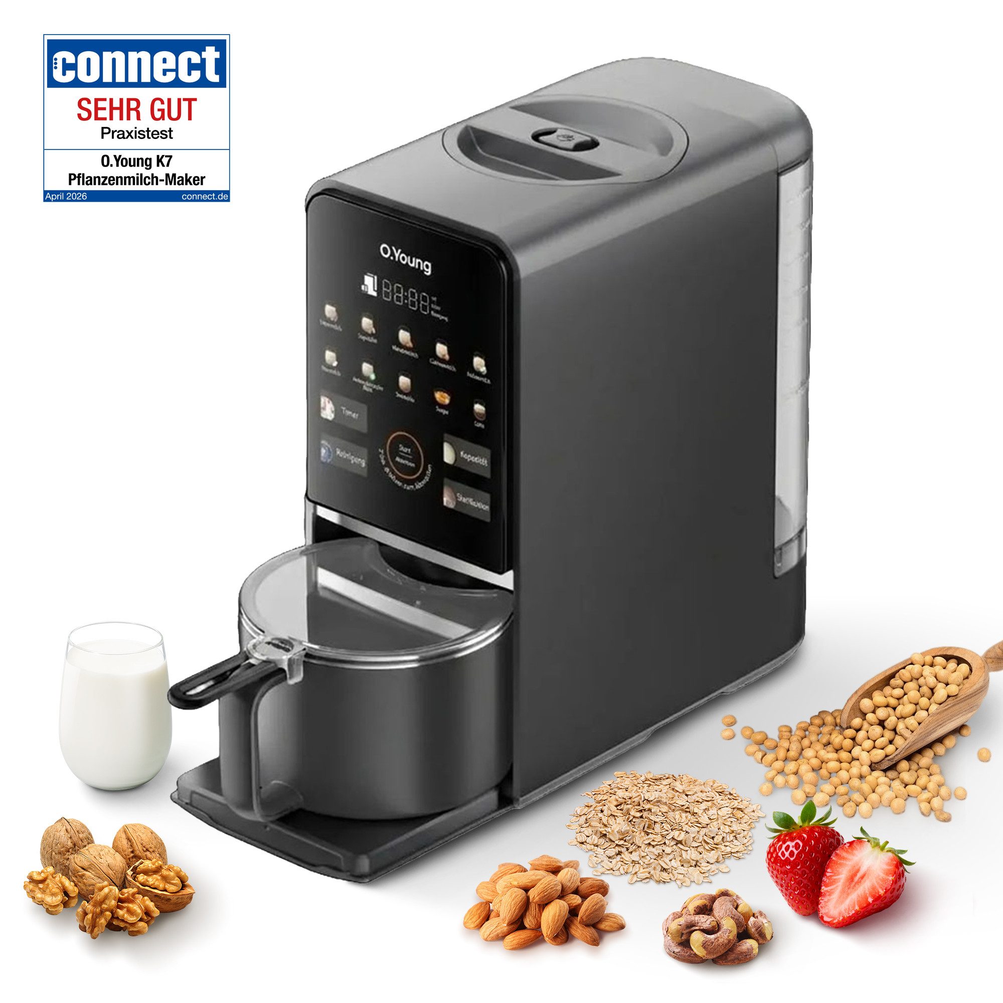 O.Young Stabmixer O.Young Pflanzenmilch-Maker Selbstreinigend Standmixer Veganmilch, 1200 W