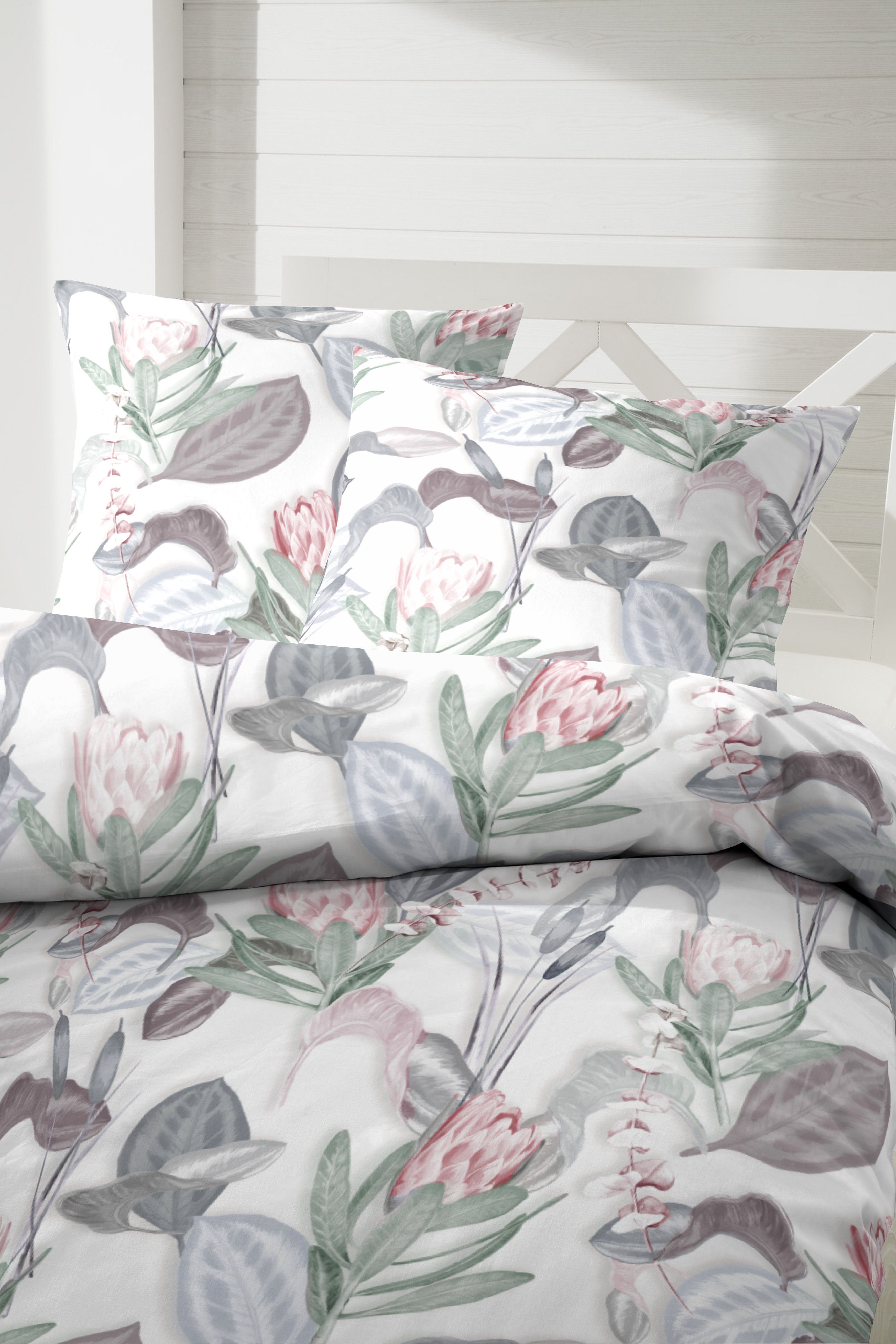 Primera Bettwäsche Satin Bettwäsche "Protea", Mako-Satin, 2 teilig