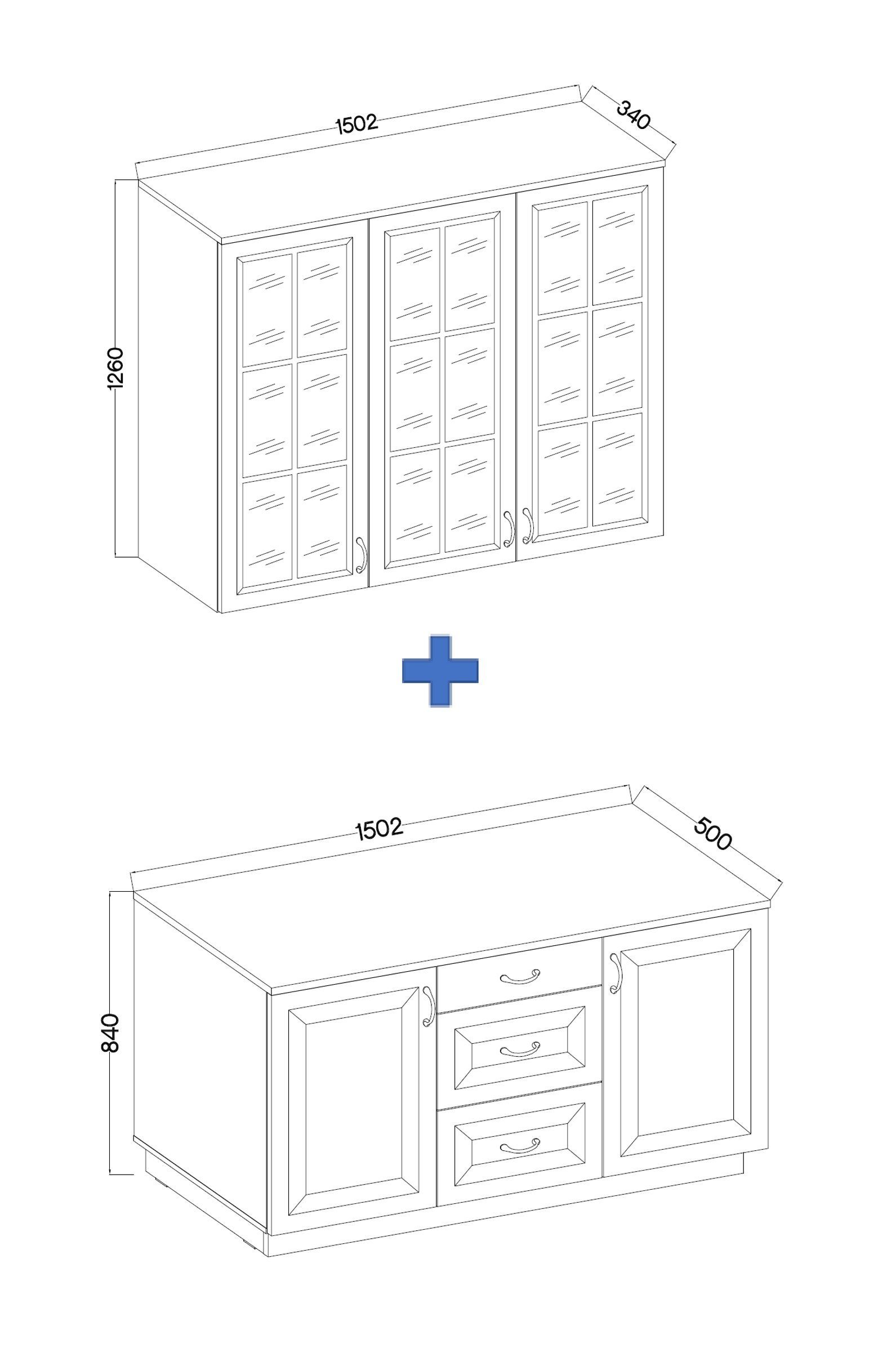 150 Stilo Grau Artisan Küchen-Preisbombe Küchenbuffet Landhaus Esszimmer Buffet Eiche cm Küchenbuffet Küche