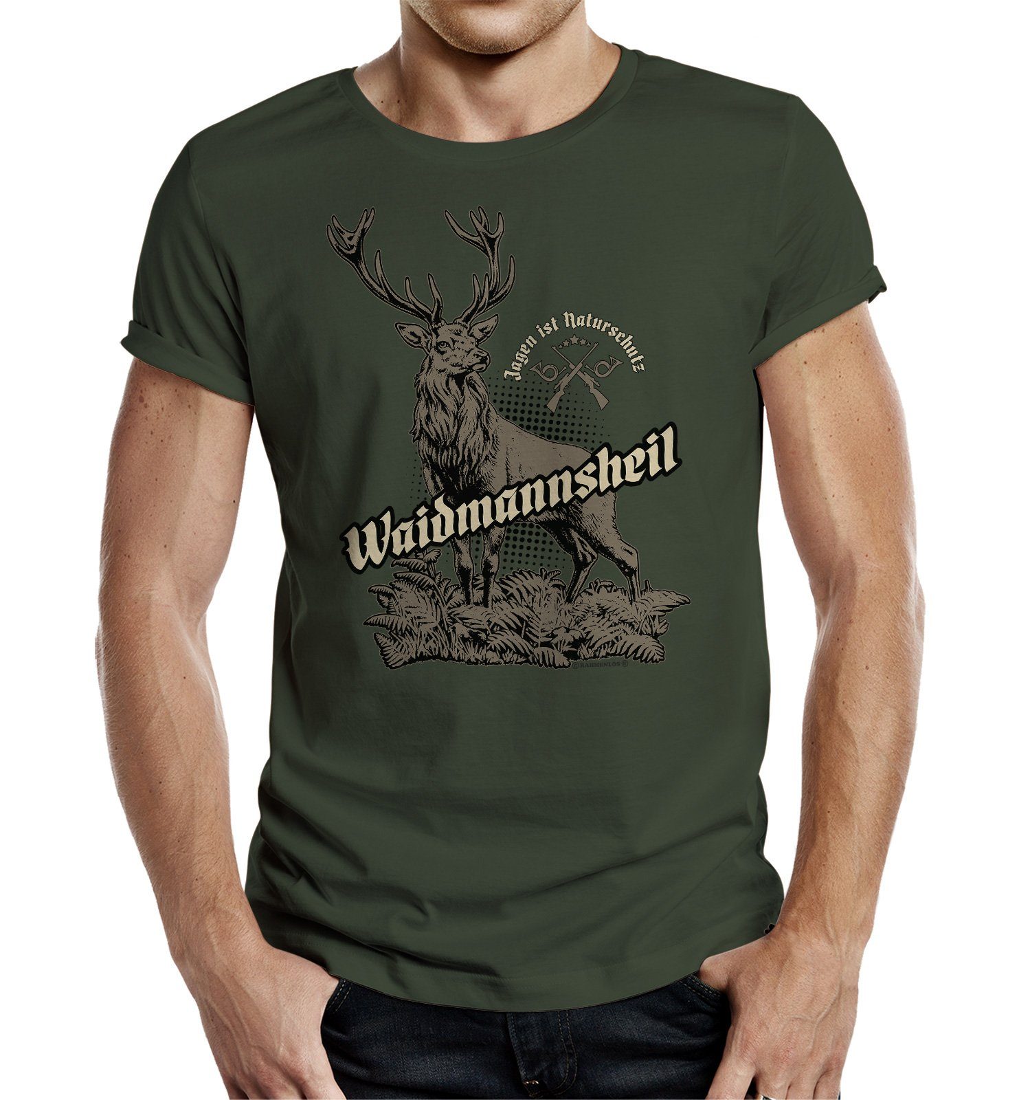 RAHMENLOS® T-Shirt als Geschenk für Jäger - Waidmannsheil