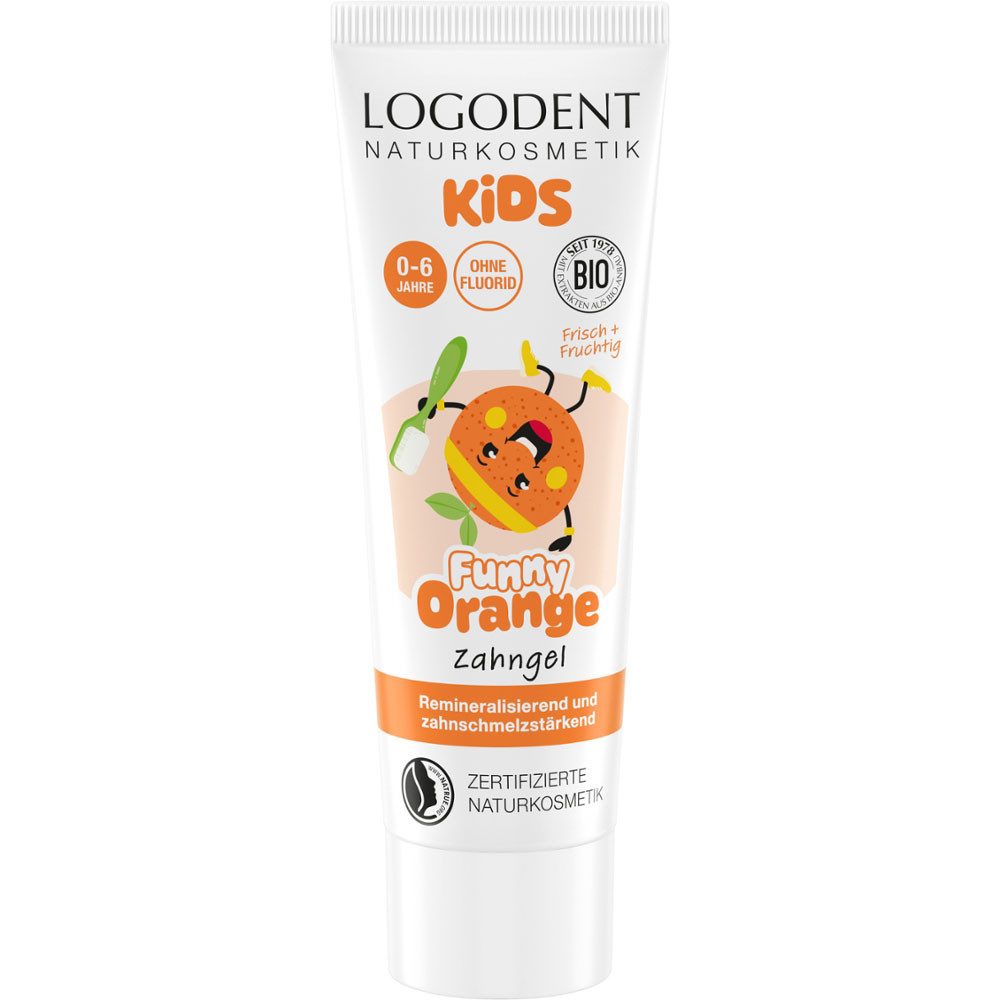 LOGONA Zahnpasta Logodent Kids Funny Orange Zahngel, Orange, 75 ml