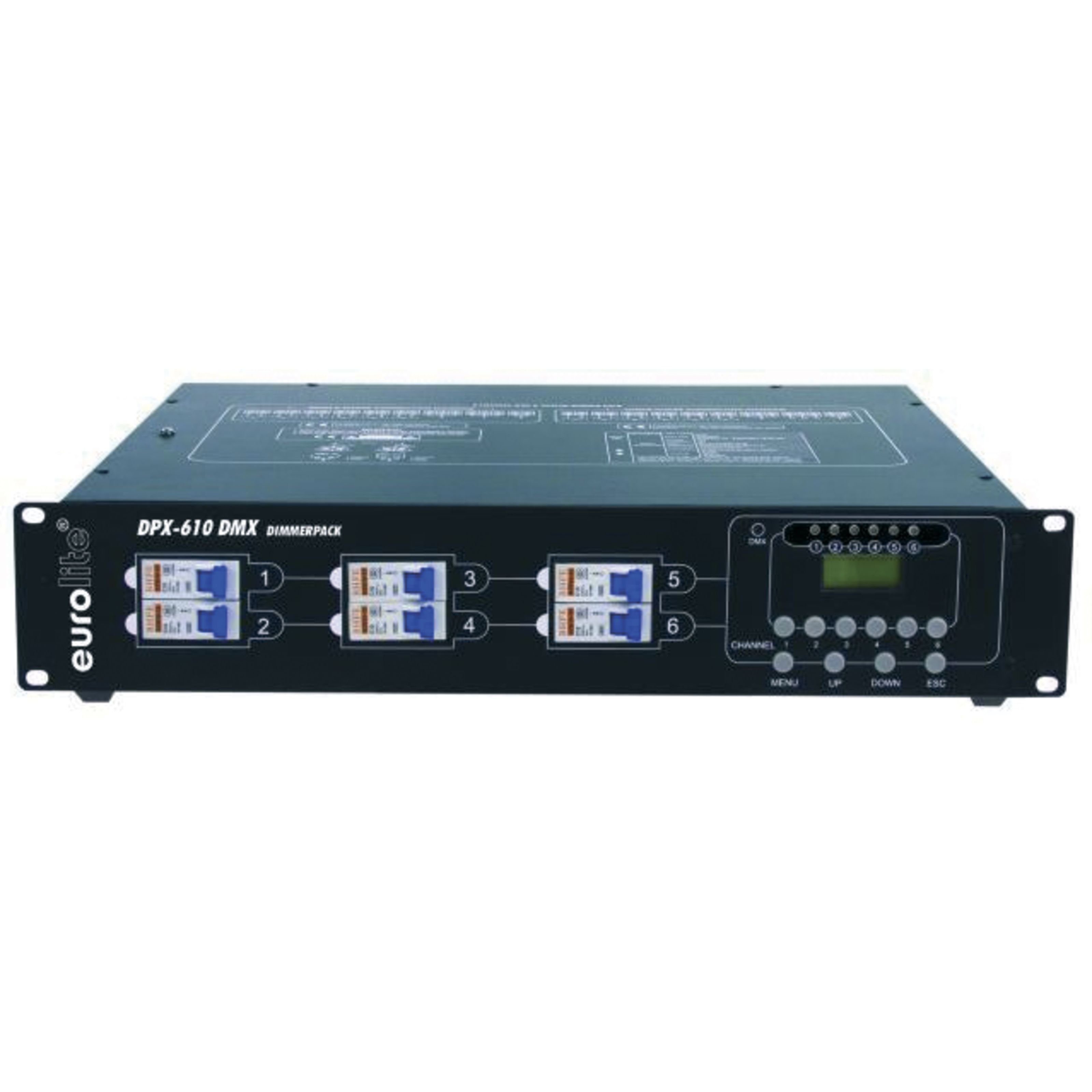 EUROLITE Mischpult, (DPX-610 Klemme, Dimmer und Switcher, 6-Kanal), DPX-610 Klemme - 6 Kanal Dimmer