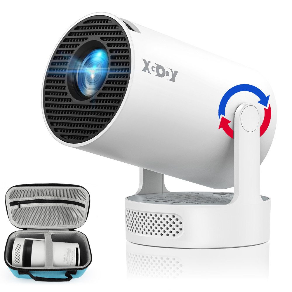 XGODY Gimbal 3S LED-Beamer Android 14 Mini-Beamer (12000 lm, 8000:1, 1280 x 720 px, Bluetooth Projektor 5G WiFi, LED-Beamer, Projektionsgröße 35-130 Zoll)