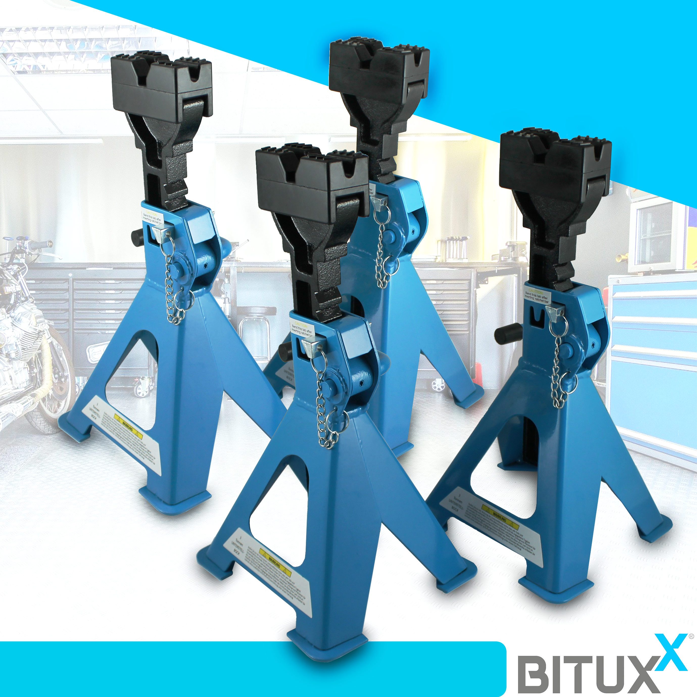 Bituxx Unterstellbock 4 Stück inkl. Heber 3000kg, 3000 kg max. Belastbarkeit, (Spar-Set, 4-St., MS-15773)