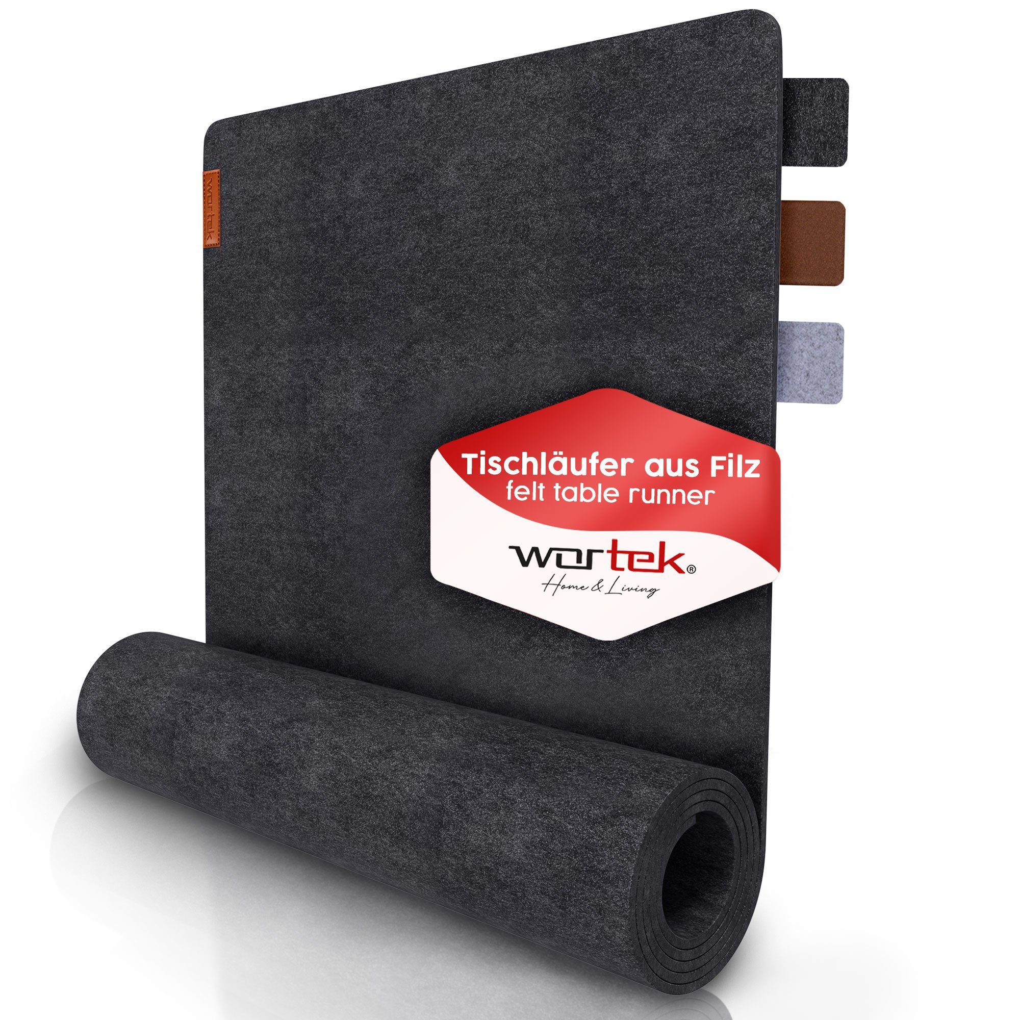 wortek Tischläufer Filz Tischläufer 150 x 40 cm – Filz Tischdecke, waschbare Filzläufer, Skandinavische Tischdeko, Tisch Filzläufer