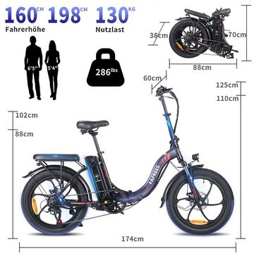 DOTMALL E-Bike fafrees E-Bike F20, klapprad mit LCD-Display,Heckmotor, bis 130kg