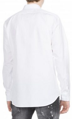 Dsquared2 Langarmhemd DSQUARED2 Mens Shoe Printed Cotton White Casual Shirt Kent Collar Hemd