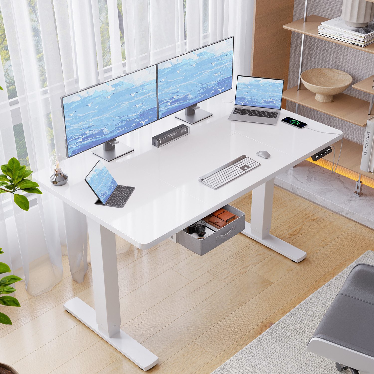 HOMALL Schreibtisch mit Memory-Funktion, höhenverstellbar, breitere Tischpl günstig online kaufen