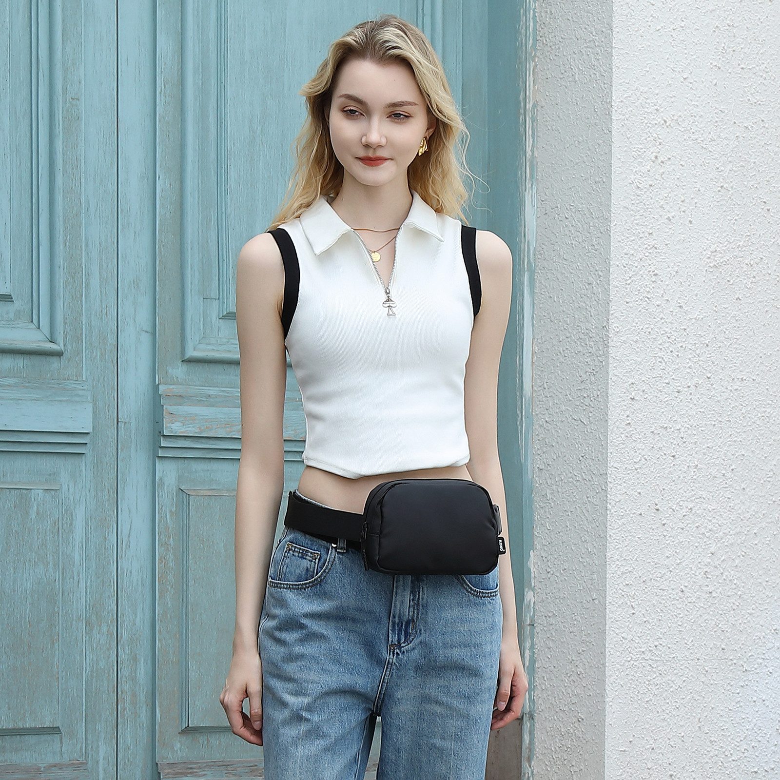 KONO Gürteltasche Wasserabweisende Leichte Bauchtasche – Verstellbare Reise Brusttasche