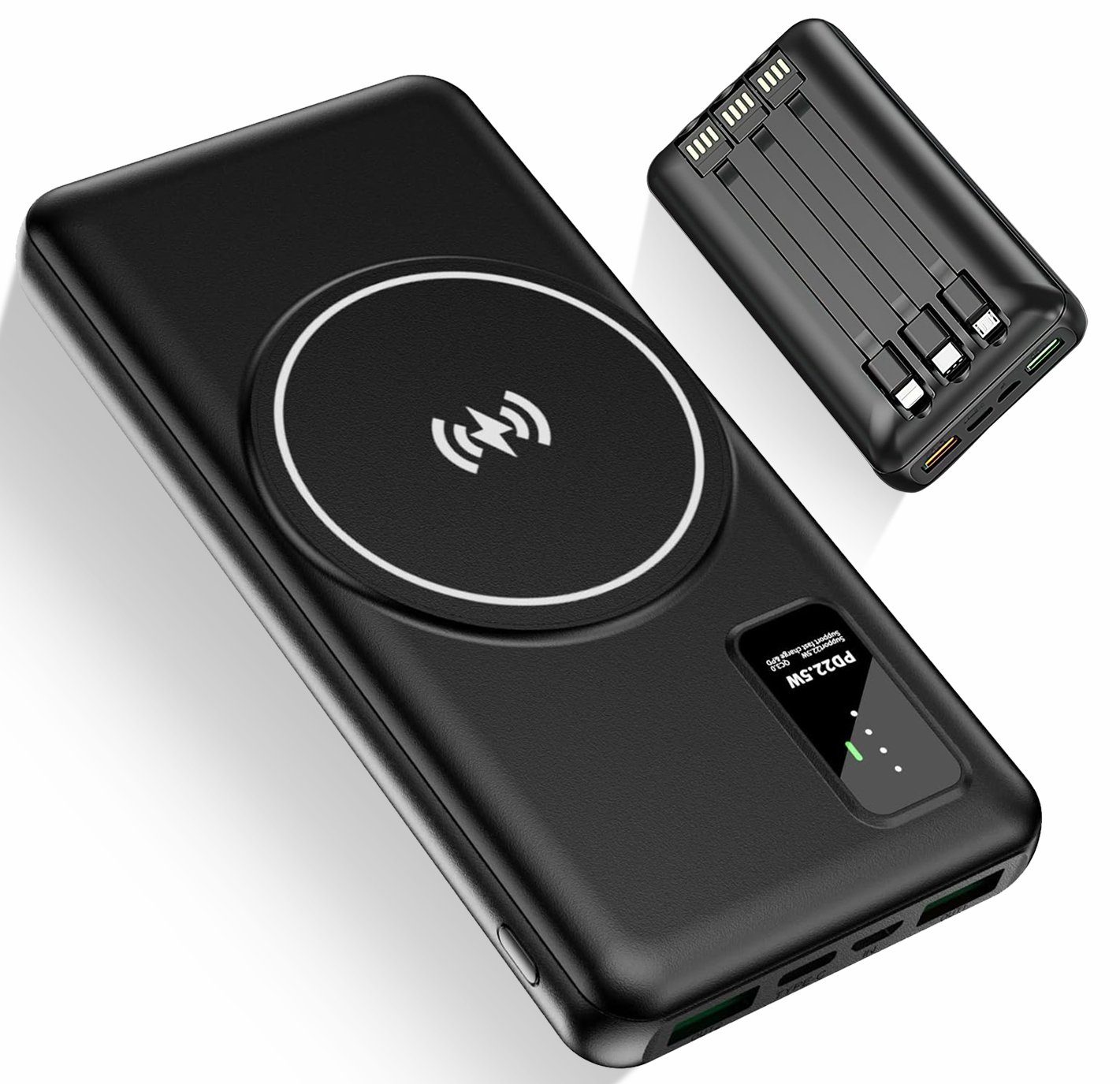JOEAIS Wireless PowerBank 20000mAh Externe HandyAkkus Batterie USB C Type C Powerbank, 3 Kabel 22.5W Ladegerät Kompatibel
