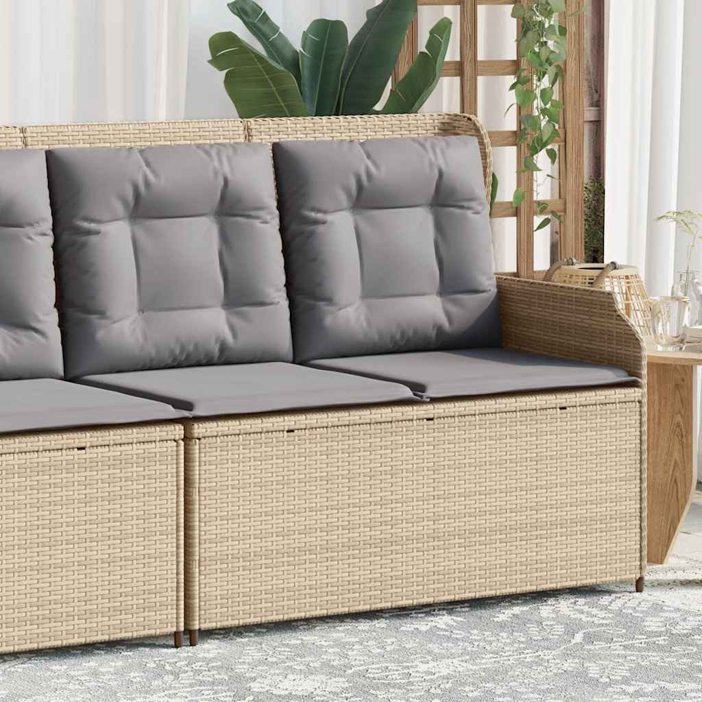 vidaXL Loungesofa Gartenbank Verstellbar mit Kissen Beige Poly Rattan, 1 Teile
