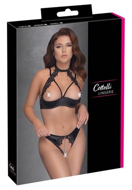 Cottelli Collection Set: Bügel-BH Ouvert Dessous Set: BH und String mit Kette - schwarz