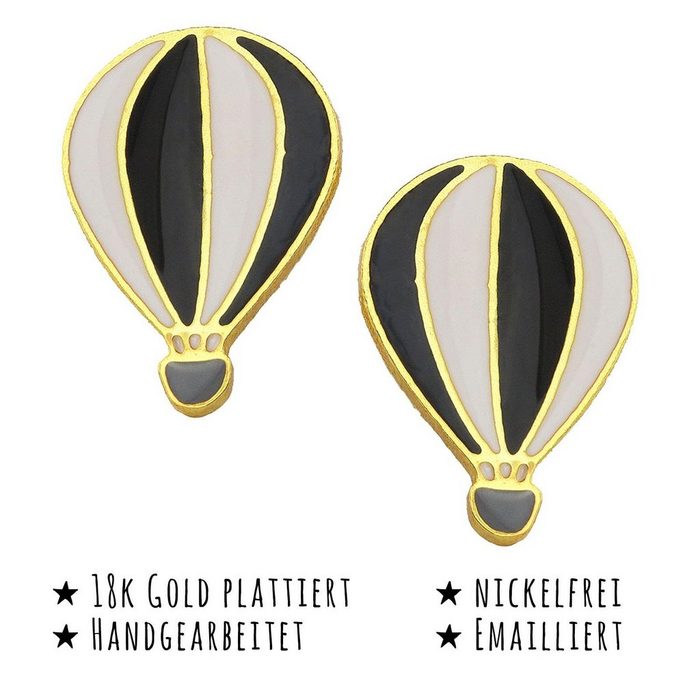 Monkimau Paar Ohrstecker Heissluftballon Ohrringe vergoldet Ohrstecker (Packung) CN11375
