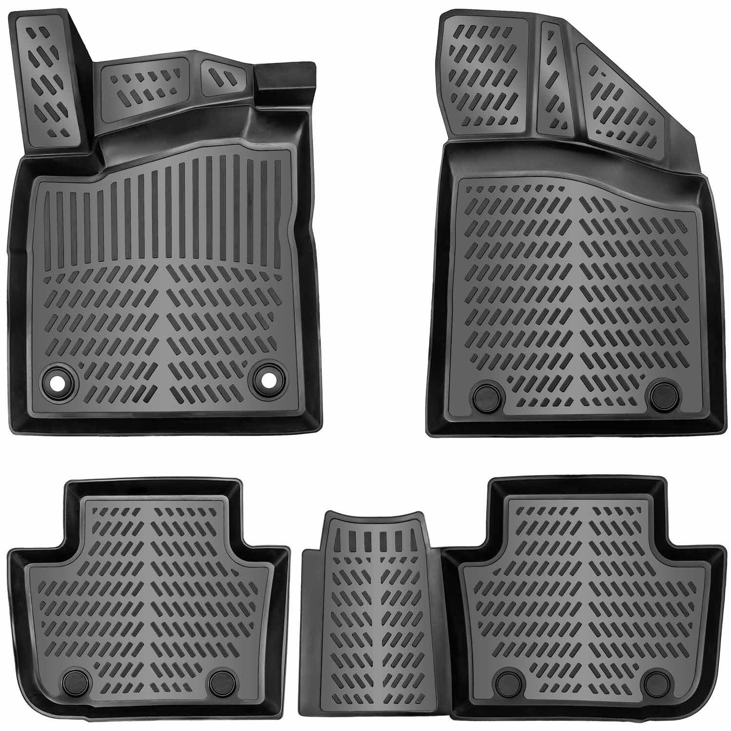 ELMASLINE Auto-Fußmatten Gummi (4 St), für PEUGEOT 3008 2. Generation  (2016-2024) 3D Gummimatten mit extra hohem Rand für mehr Schutz - Passend  für Baujahre: , 2016 - 2024