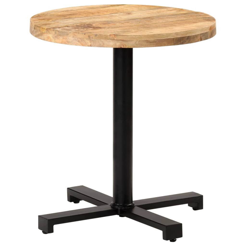 furnicato Esstisch Runder Bistrotisch aus Vollholz mit schwarzem Eisenfuß, 70x75 cm (1-St), Stabiler Esstisch mit natürlichem Finish für den Gartenbereich