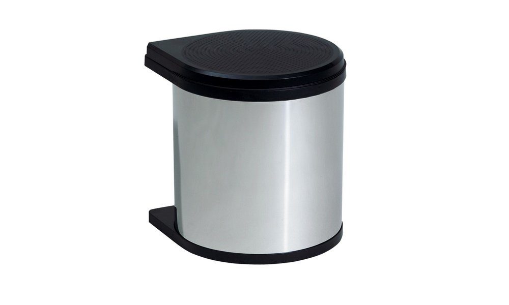 Hailo Einbaumülleimer Abfallsammler Mono 12 Liter schwenkbar, für Schrankbreite ab 400 mm mit Drehtür Edelstahl/schwarz