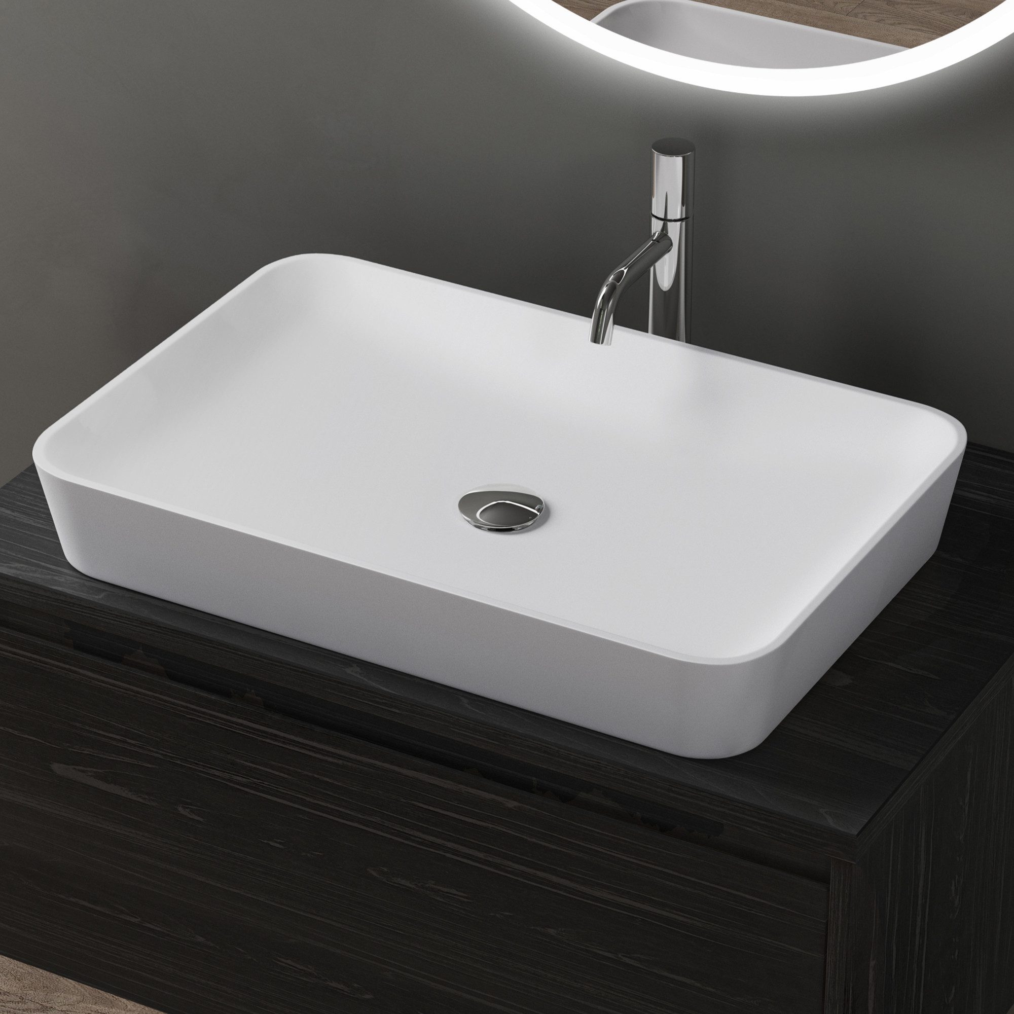 doporro Waschbecken aus Mineralguss Aufsatzwaschbecken mit Nano Colossum815