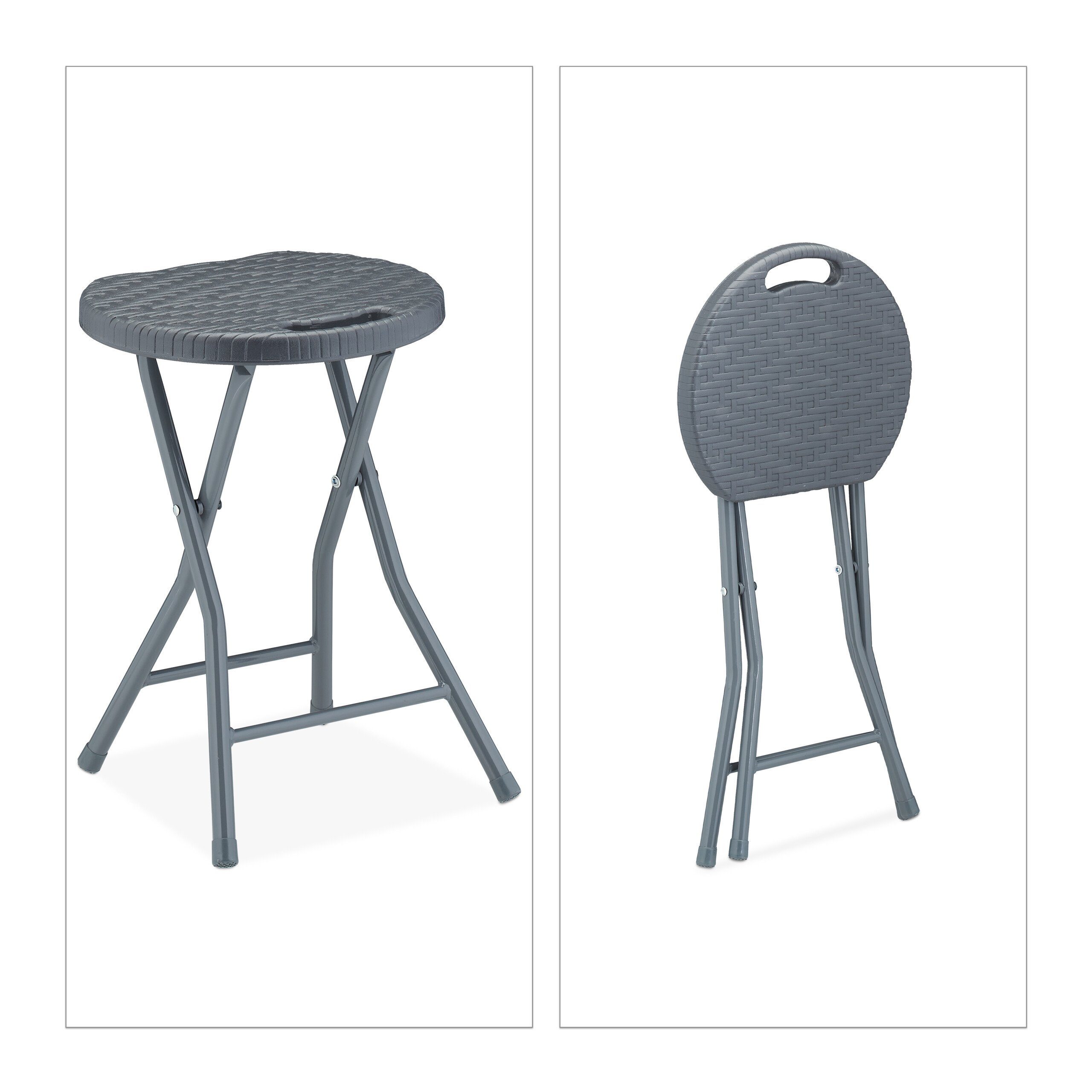 relaxdays Hocker Rattan Klapphocker 2er Set