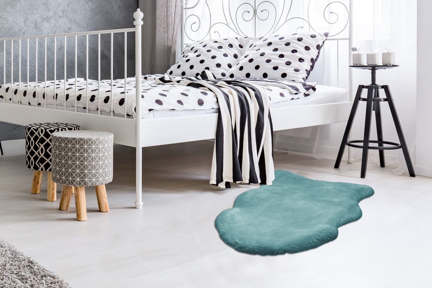 Teppich Boss Hochflor-Teppich Hochflor Teppich Robert Sheepskin 225 - Türkis, rechteckig, Höhe: 35 mm