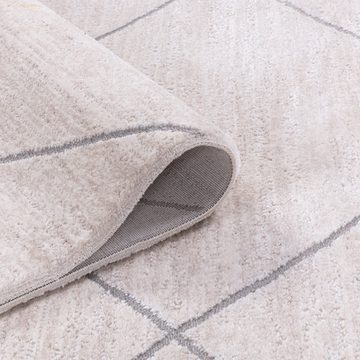 Designteppich Wohnzimmer Teppich Designer Teppich Welle modern Cream-Grau, Carpetilla, Rechtetig, Höhe: 13 mm, Wohnzimmer, Kinderzimmer, Esszimmer, Schlafezimmer, Kurzfloor