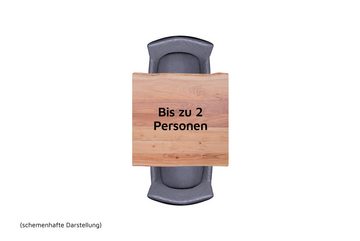 Junado® Bistrotisch, massives Akazienholz, echte Baumkante, schwarzer Säulenfuß