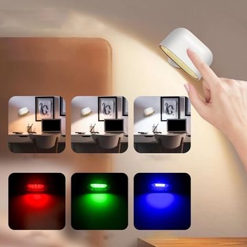 AKKEE Wandleuchte Wandleuchten lampen Innen LED, Wandlampe Mit Akku 360° drehbare, Touch Control 5 Helligkeitsstufen mit Fernbedienung Farbwechsel, LED fest integriert, Warmweiß, für Wohnzimmer Schlafzimmer Treppenhaus Flur kabellose wandleuchten