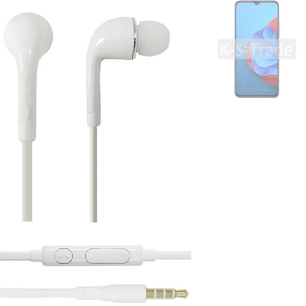 K-S-Trade für Coolpad Cool 20s weiß 3,5mm) u Headset Lautstärkeregler mit (Kopfhörer Mikrofon In-Ear-Kopfhörer