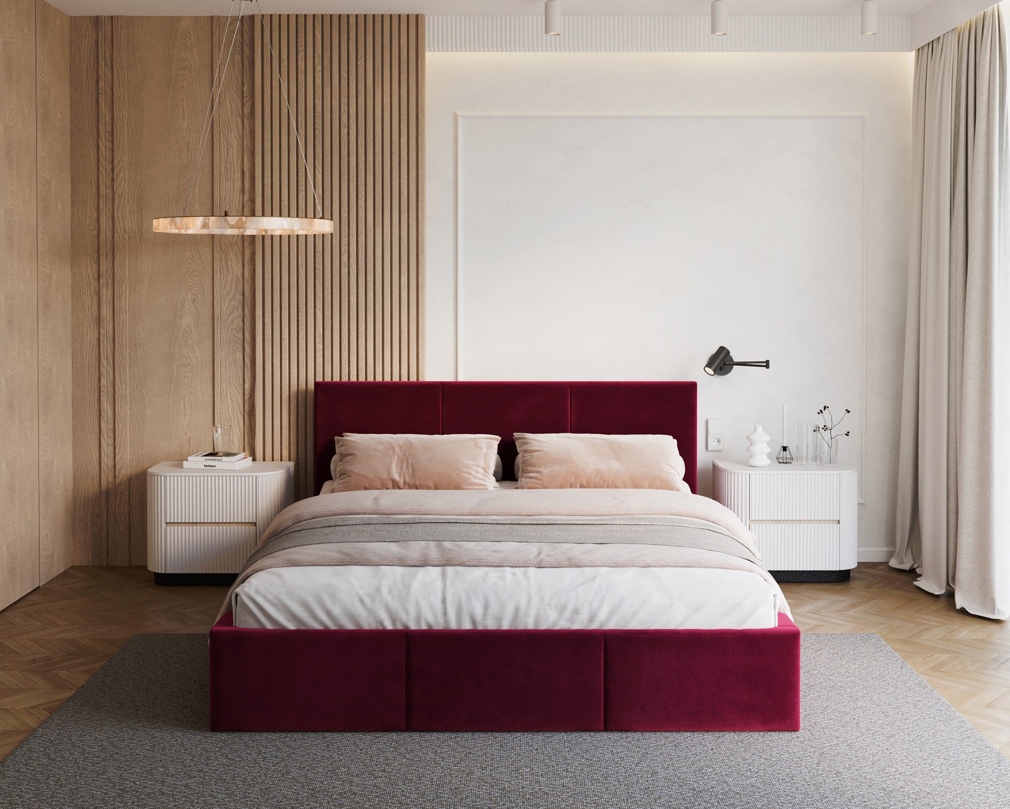 thematys Polsterbett mit Bettkasten & Lattenrost – Stauraumbett Velours 90x200–180x200 – (Optional mit 28 cm H3/H4 Taschenfederkern oder 23 cm Taschenfederkern-Matratze H2)