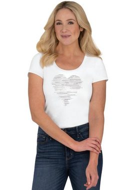 Trigema T-Shirt TRIGEMA T-Shirt mit glitzerndem Herz-Motiv (1-tlg)