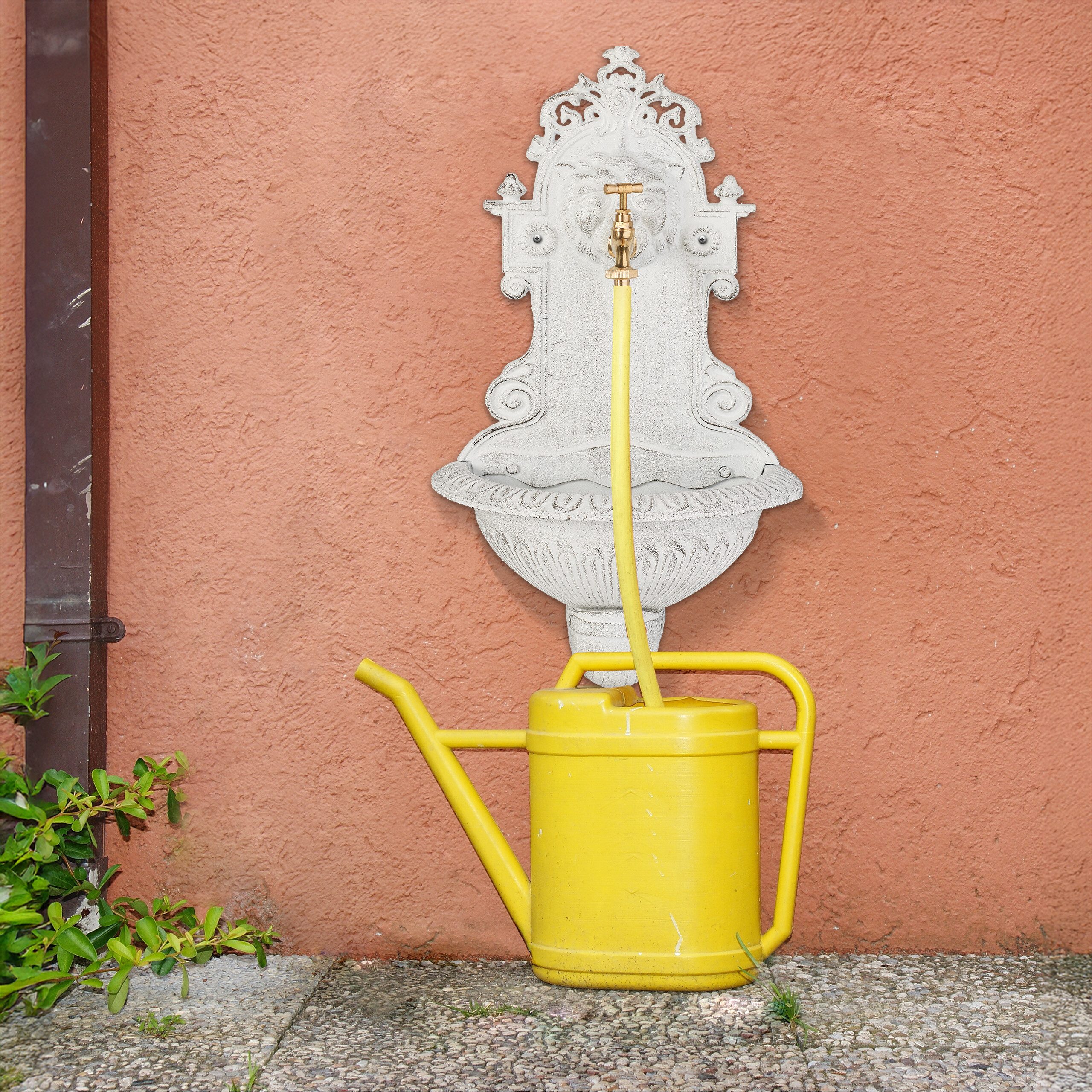 relaxdays Gartenbrunnen Wandbrunnen mit Wasserspeier, Wasserbecken günstig online kaufen