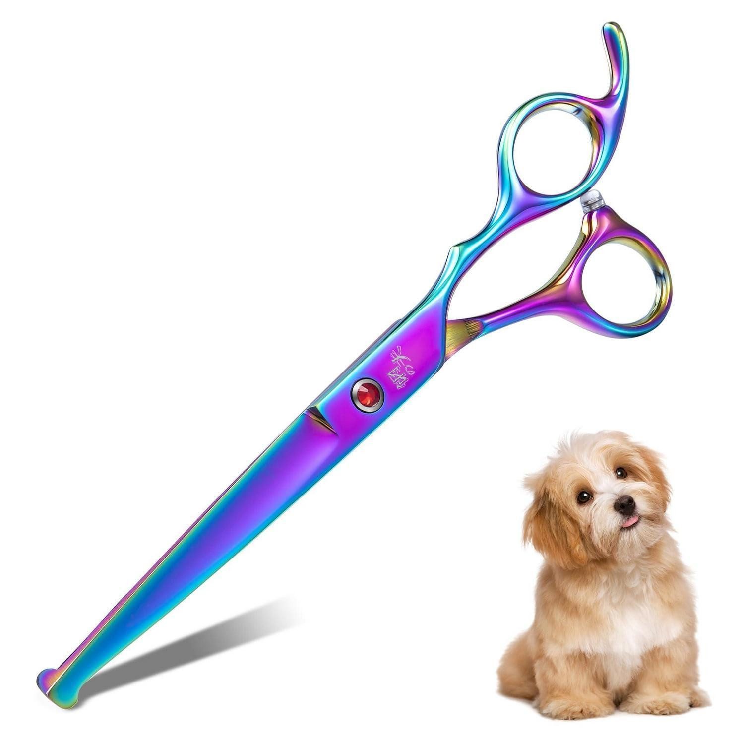 LuxusKollektion Haarschere Hundehaarschere gerade Offset-Griff 440C Edelstahl