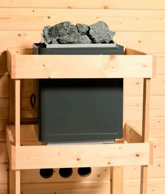 Karibu Sauna Dima, BxTxH: 196 x 170 x 198 cm, 68 mm, (Set) 3,6-kW-Plug & Play Ofen mit externer Steuerung