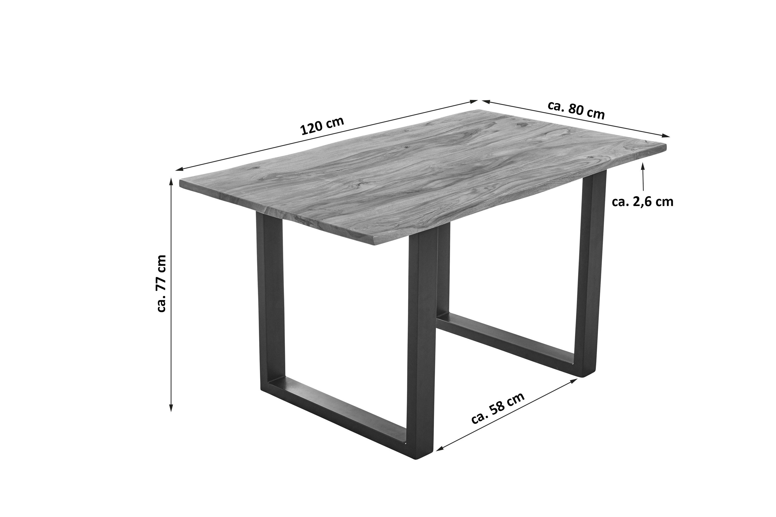 SAM® Essgruppe Theo, Metallgestell Sheesham, teakfarben, Baumkante, und Armlehnstühlen