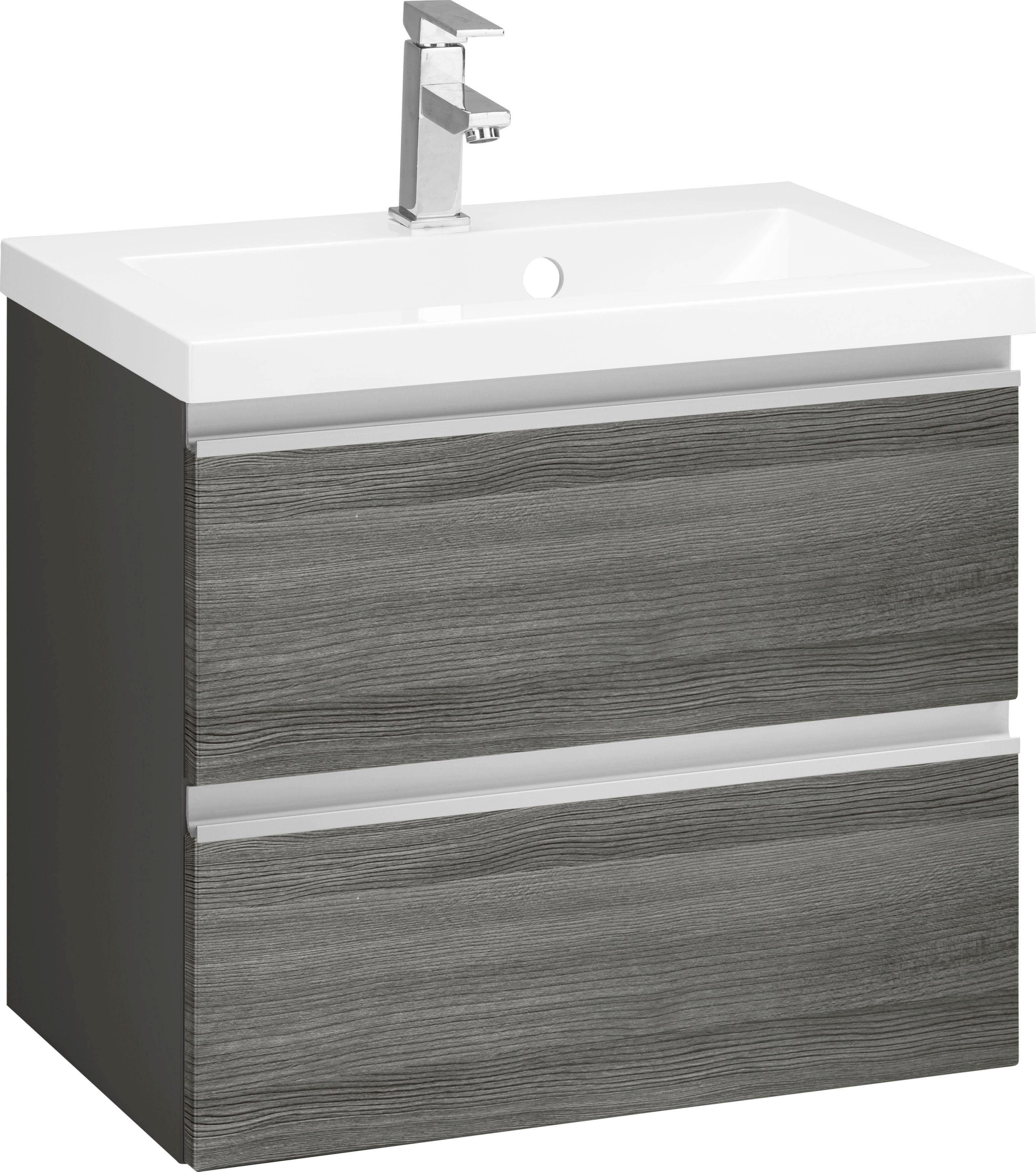 welltime Waschbeckenunterschrank Ohio Badmöbel, Waschtisch inkl. Waschbecken, Breite 60 cm