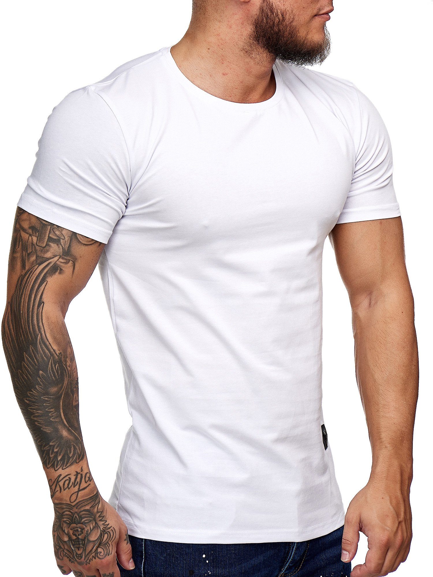 OneRedox T-Shirt 7031ST (Shirt Polo Weiss Fitness Freizeit 1-tlg) Kurzarmshirt Tee, Casual