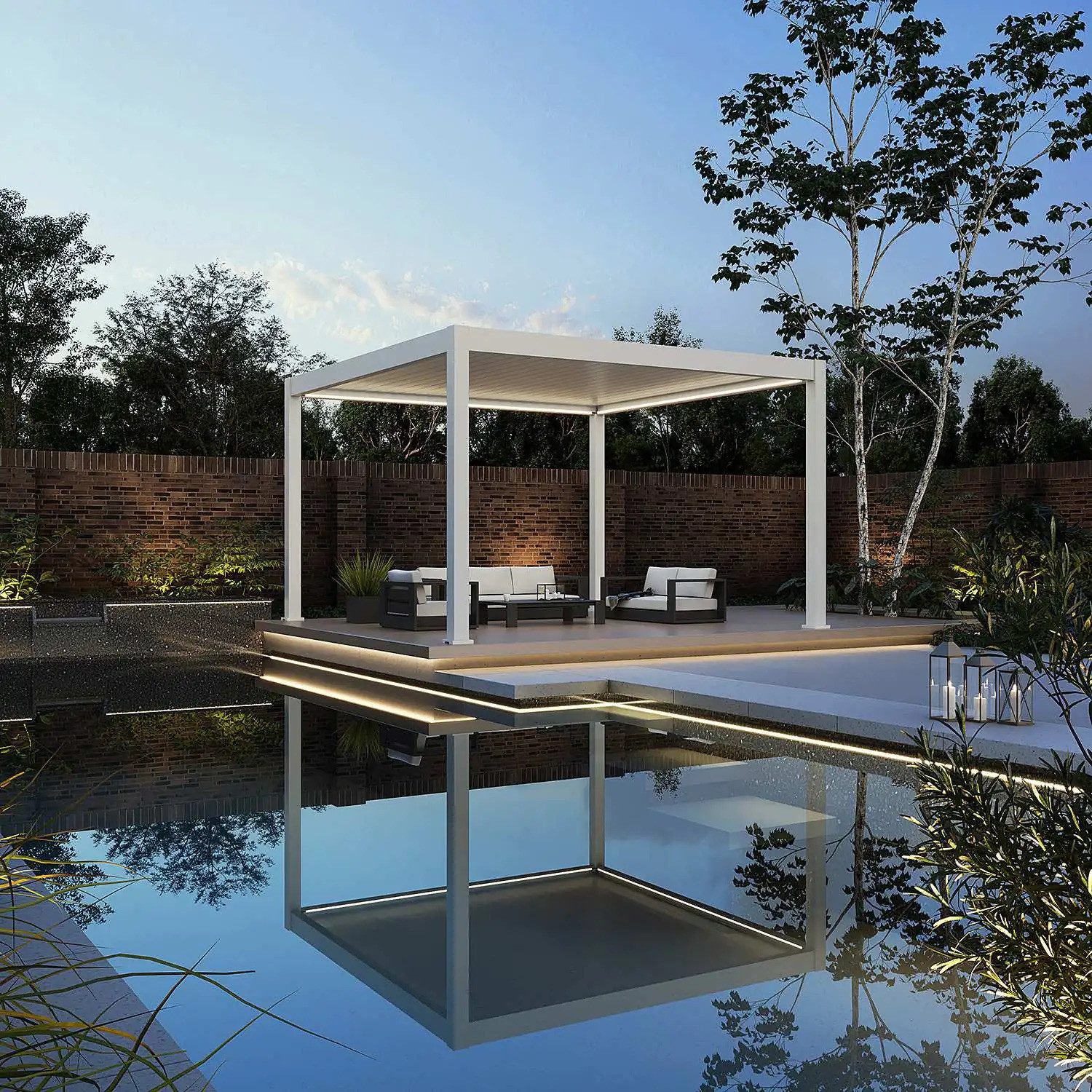 Pergola "Deluxe Pro" 4x4 m, 256cm hoch, elektrisches Lamellendach mit LED