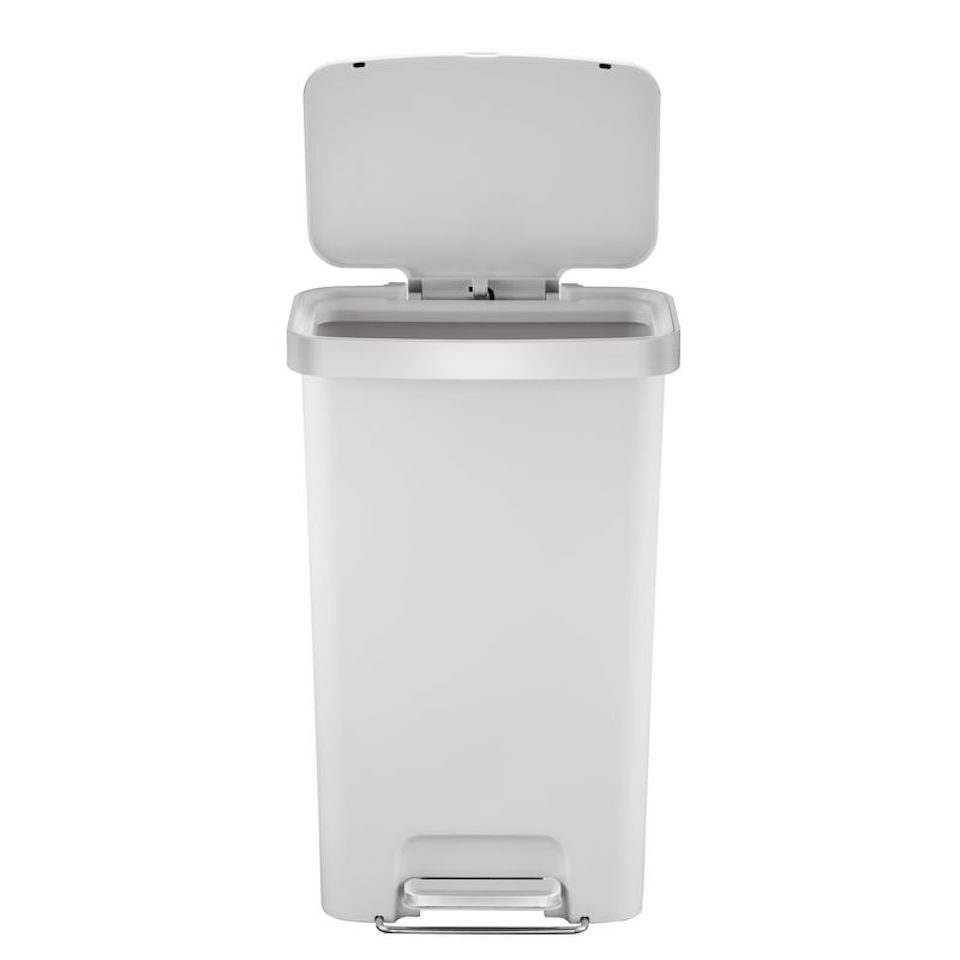 Soft-Close-Deckel, Treteimer 45L mit Weiß aus Mülleimer PROREGAL® Kunststoff Funktionale