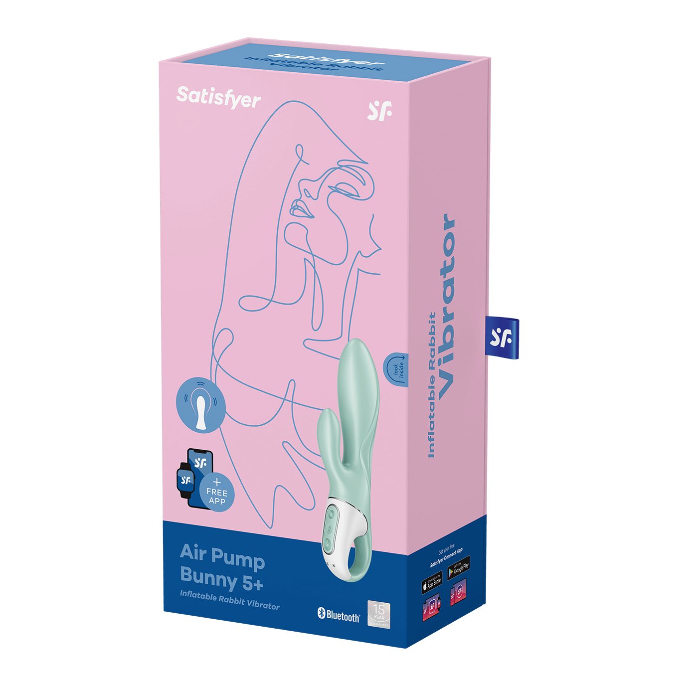 Satisfyer Klitoris-Stimulator Satisfyer Bunny "Air (1-tlg) 20,5cm, App", aufpumpbar, Pump Rabbit, Connect 5