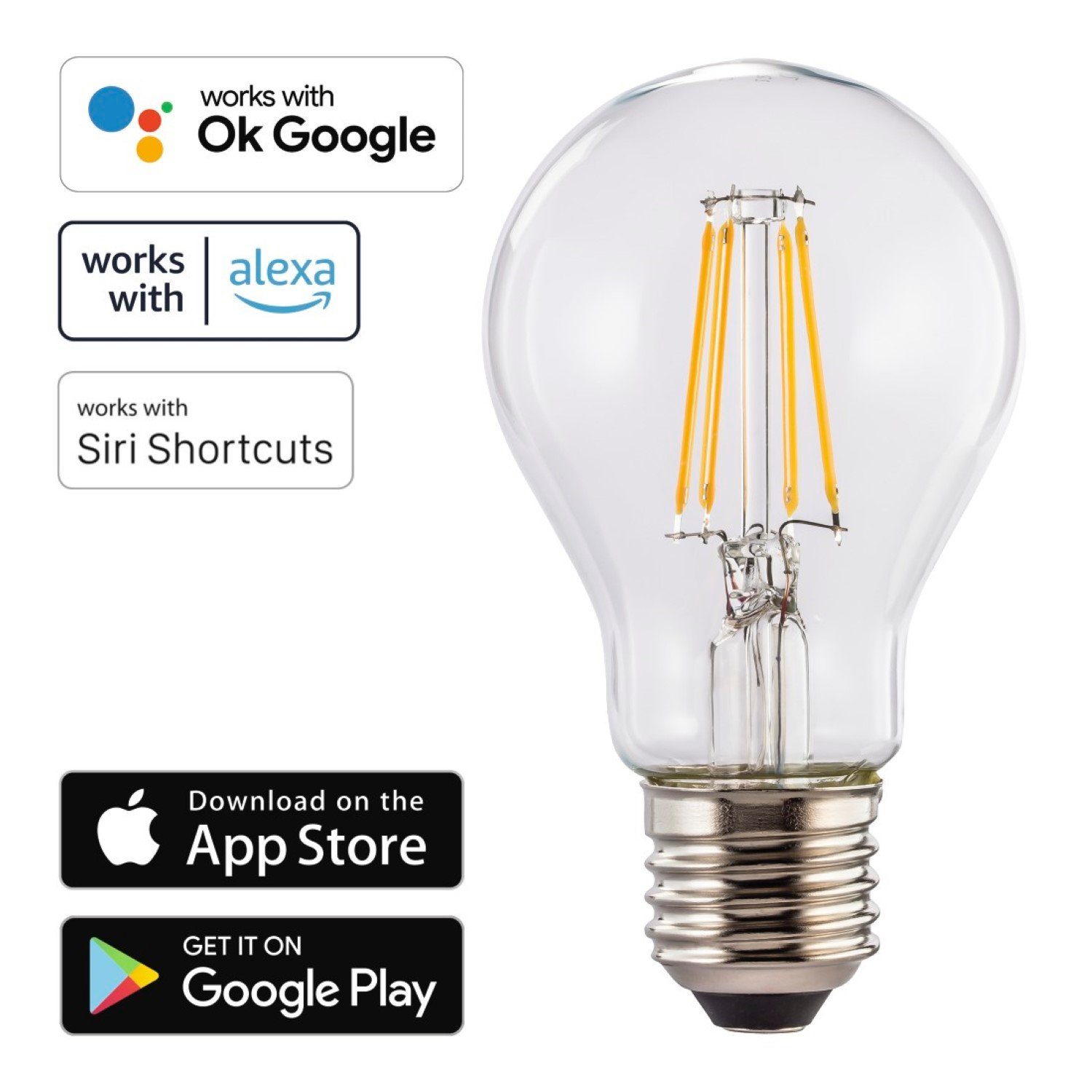 Hama Hängeleuchten WLAN LED-Lampe E27 7W 60W Retro Birne, Filament Glühbirne,  WiFi Verbindung, 7W = 60W, Smart Home, App-Steuerung auch Sprachsteuerung  passend für Amazon Alexa und Ok Google Assistent