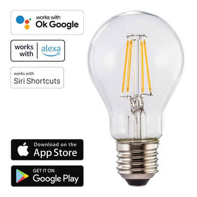 Hama Hängeleuchten »WLAN LED-Lampe E27 7W 60W Retro Birne«, Filament Glühbirne, WiFi Verbindung, 7W = 60W, Smart Home, App-Steuerung auch Sprachsteuerung passend für Amazon Alexa und Ok Google Assistent