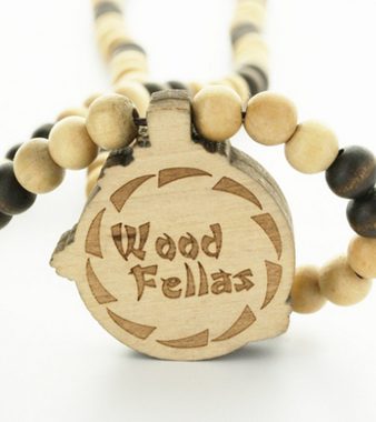 WOOD FELLAS Halsband WOOD FELLAS Mode-Schmuck stylische Holz-Kette mit Anhänger Hals-Schmuck Bonsai Beige/Braun