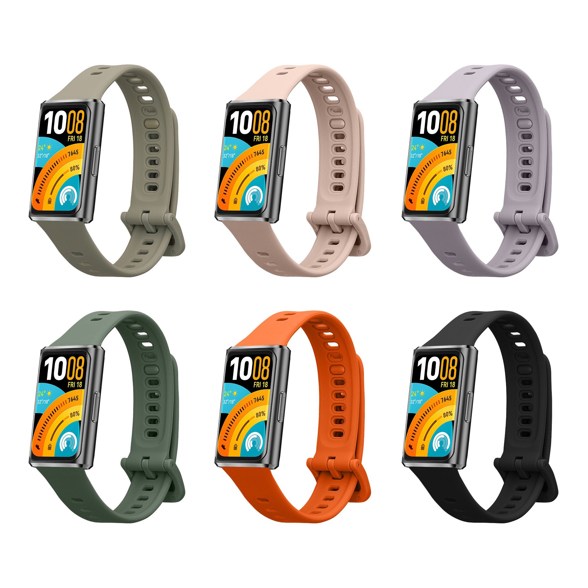 kwmobile Smartwatch-Armband 6x Sportarmband für Huawei Band 11 / Band 11 Pro Armband, Armband TPU Silikon Großes Set Fitnesstracker - verschiedene Farben
