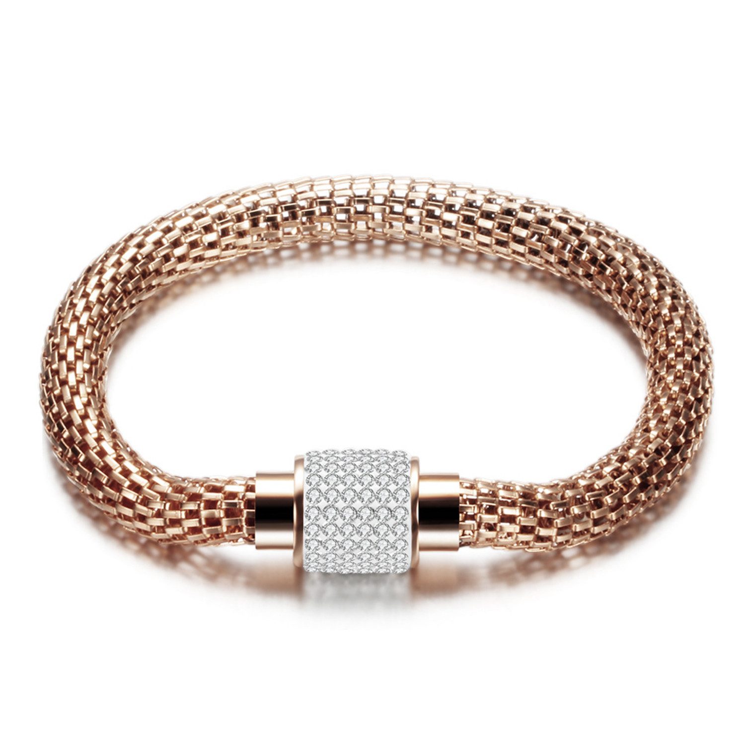 RWEUOQ Edelstahlarmband roségold Armband Schmuck Sparkle Armschmuck (aus Edelstahl, 1-tlg), Armkette Meshkette Geschenk