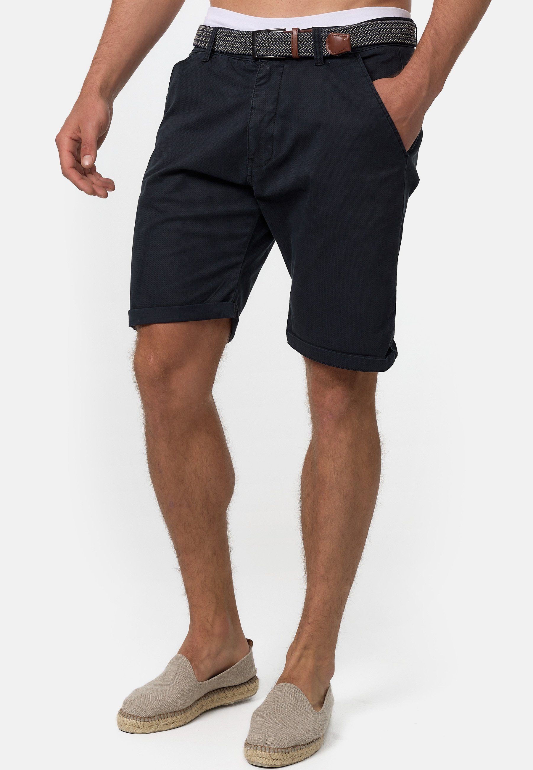 INDICODE Chinoshorts Herren Estrada Chino Shorts Herrenshorts mit 4 Taschen und Stoffpatch am Bund – Bild 4 von 5