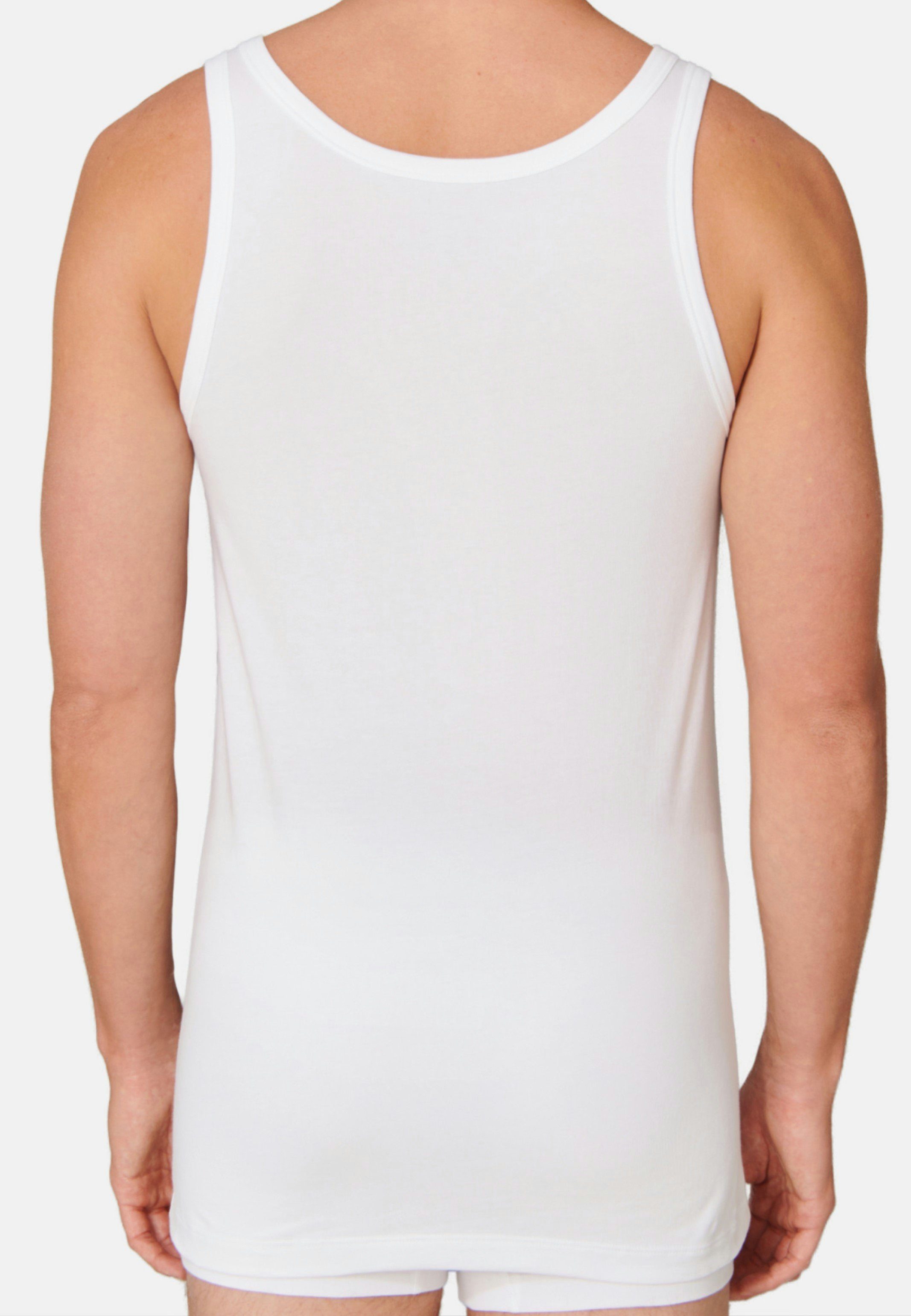 Tiefer Schiesser Unterhemd - (Spar-Set, Tanktop Unterhemd Baumwolle Weiß 4er-Pack - 95/5 - / Cotton Rundhalsausschnitt Organic 4-St) -