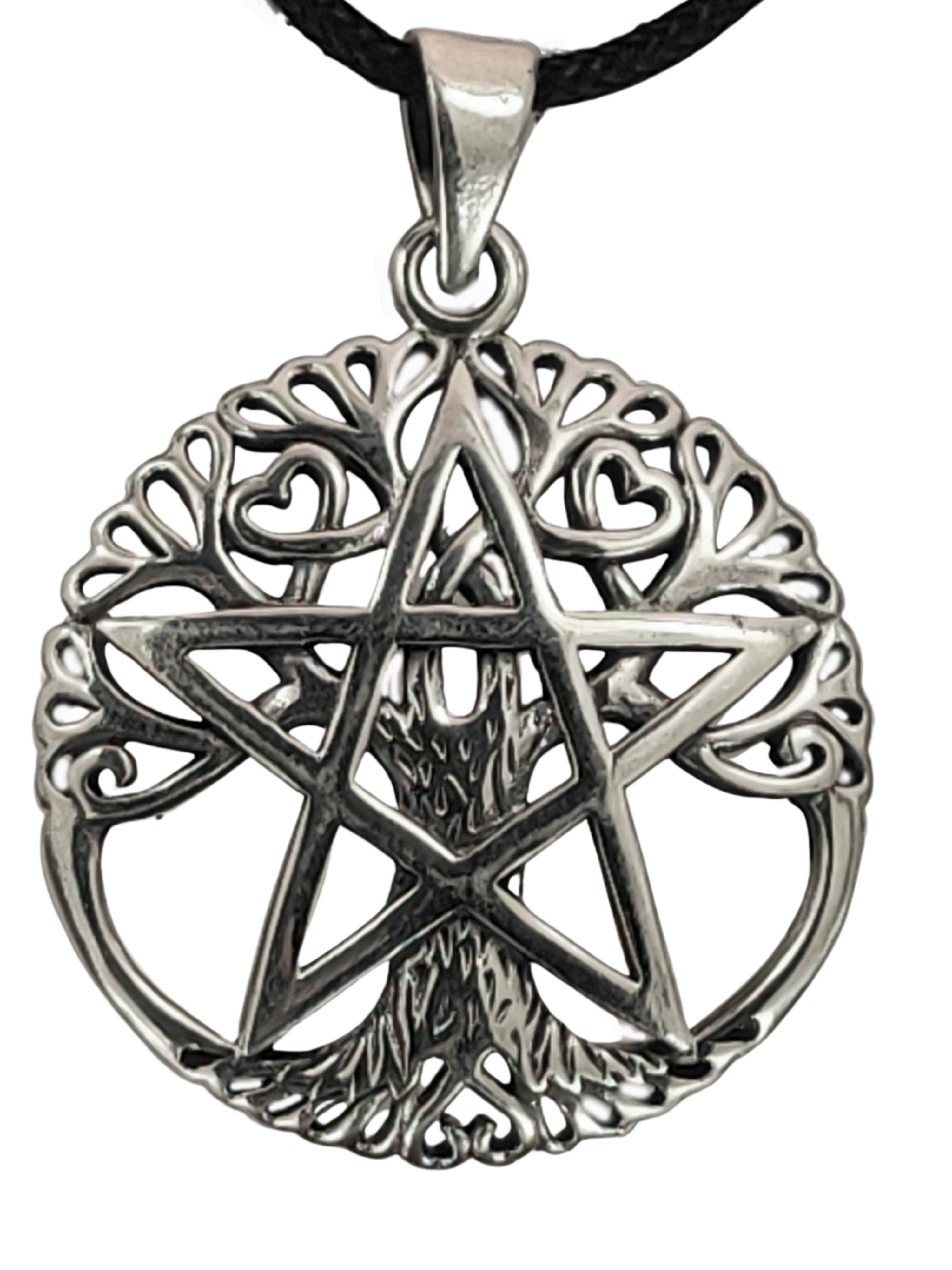 Anhänger Kiss of Lebensbaum Baum 925 Silber Kettenanhänger Leather Pentagramm Yggdrasil